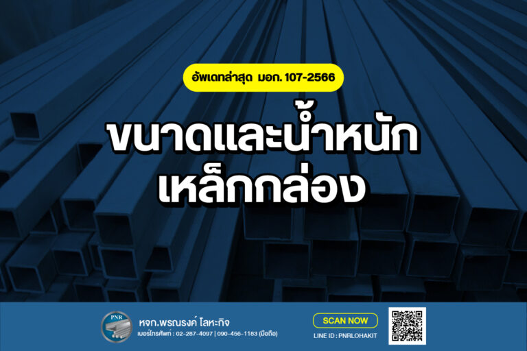 ขนาด น้ำหนักเหล็กกล่อง