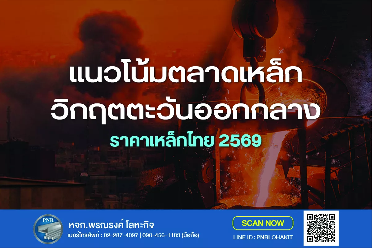 ราคาเหล็กไทย 2569: แนวโน้มตลาดเหล็กจากวิกฤตอิหร่านและอิสราเอล/สหรัฐฯ 1 ราคาเหล็กไทย ต่อสงคราม